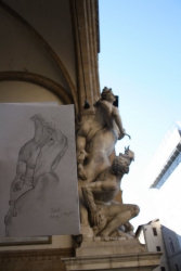 Trying to capture the Sabine Women at the Loggia dei Lanzi, Florence, Italy